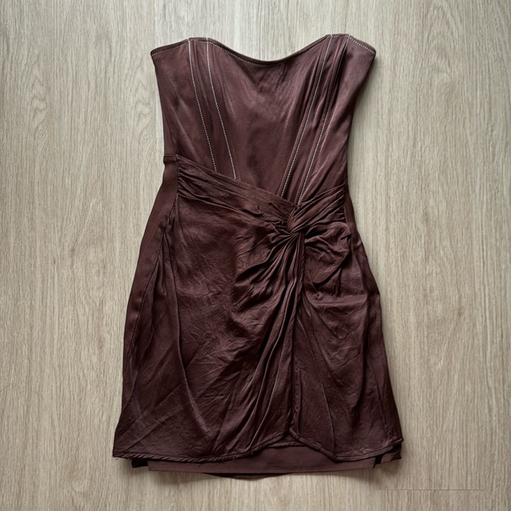 Zara Strapless Brown Dress